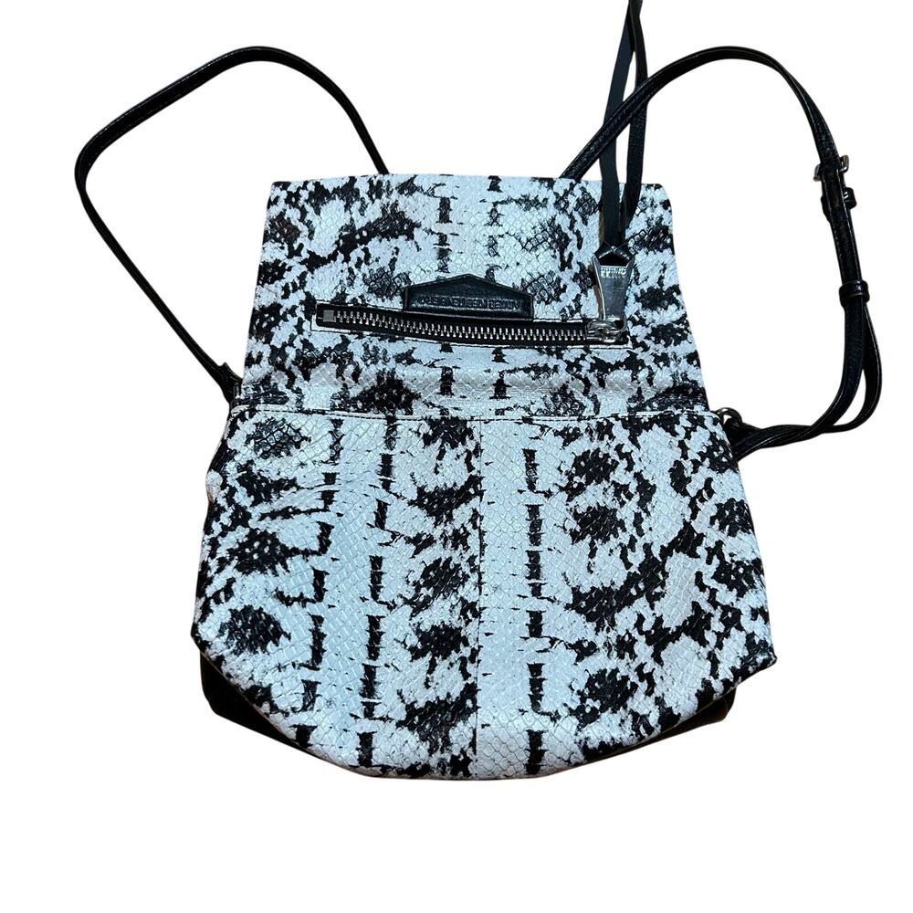 Aimee Kestenberg Bali Convertible Leather Crossbody Bag Snake Print Black White - Picture 12 of 15